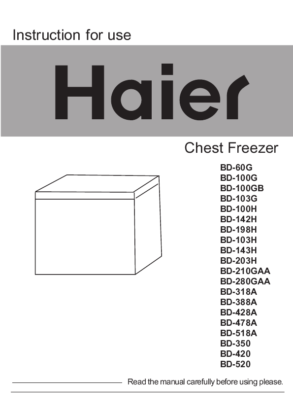 Haier Freezer BD100H User's Guide