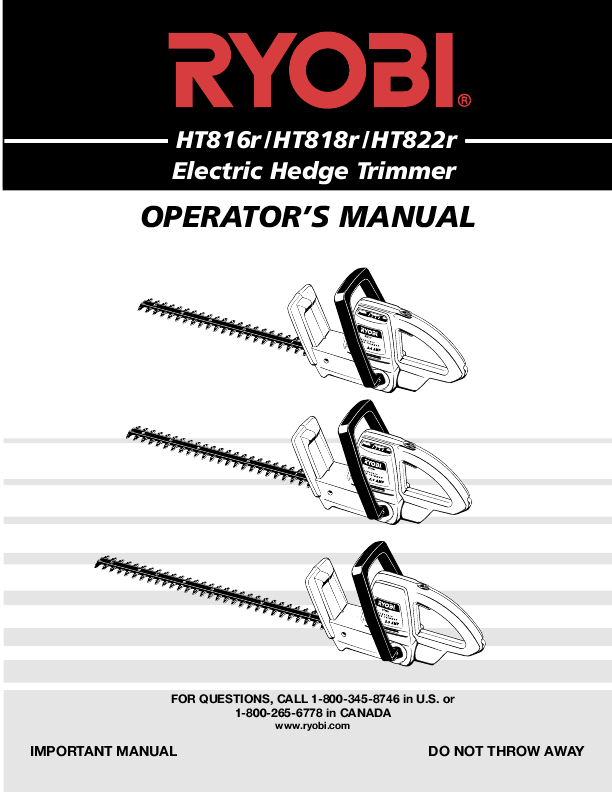 Ryobi 132R Trimmer Plus Owners Manual Instruction