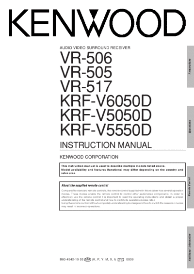 Kenwood Vr-309 User Manual