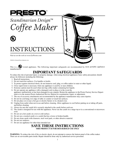ge coffee maker owners manual