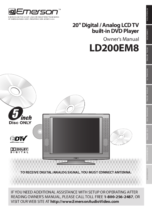 Emerson TV DVD Combo LD200EM8 User's Guide | ManualsOnline.com