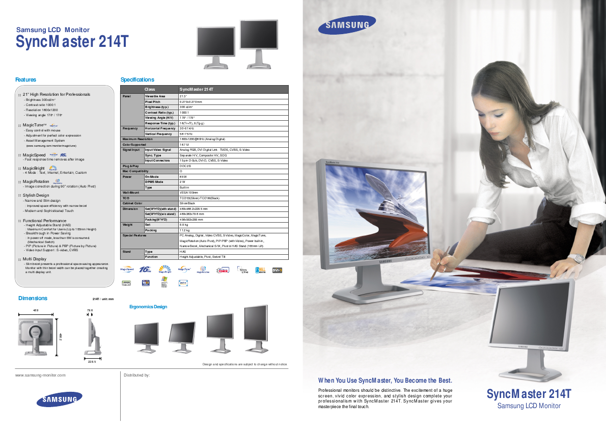 Samsung Computer Monitor 214T User's Guide