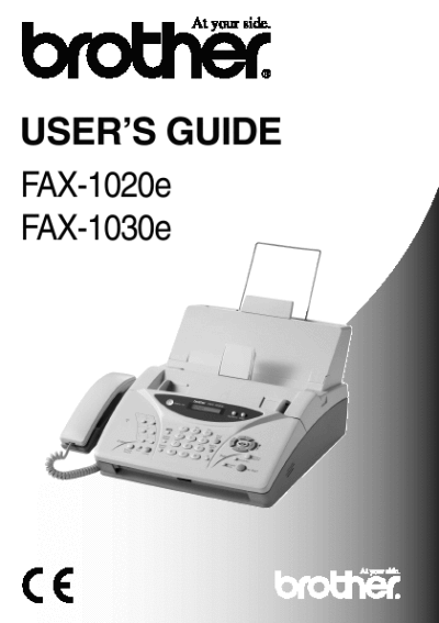 Brother Fax Machine Fax 1020e Users Guide