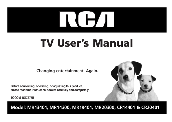 rca hdtv tv instruction manual
