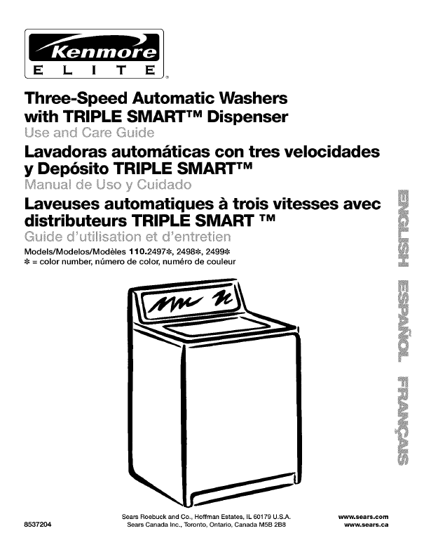 user manual for kenmore washer