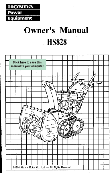Honda hs828 snowblower repair manual #2
