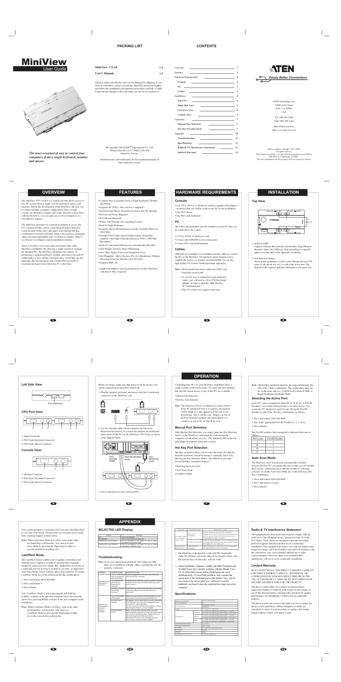 ATEN Technology Switch CS-14 User's Guide | ManualsOnline.com