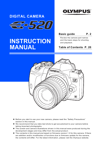 olympus camera instruction manual